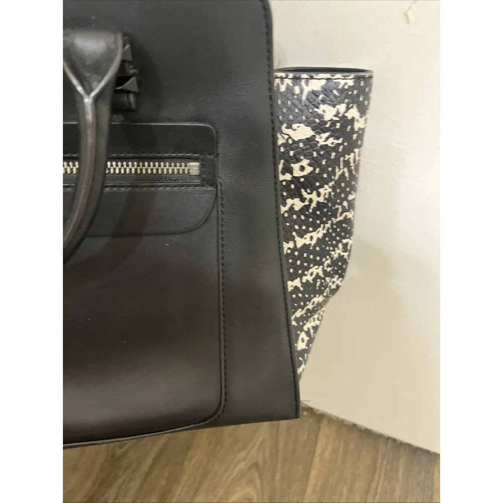 REBECCA MINKOFF Women's Leather Tote Crossbody Snakeskin Print Black MediumLarge - Picture 5 of 15